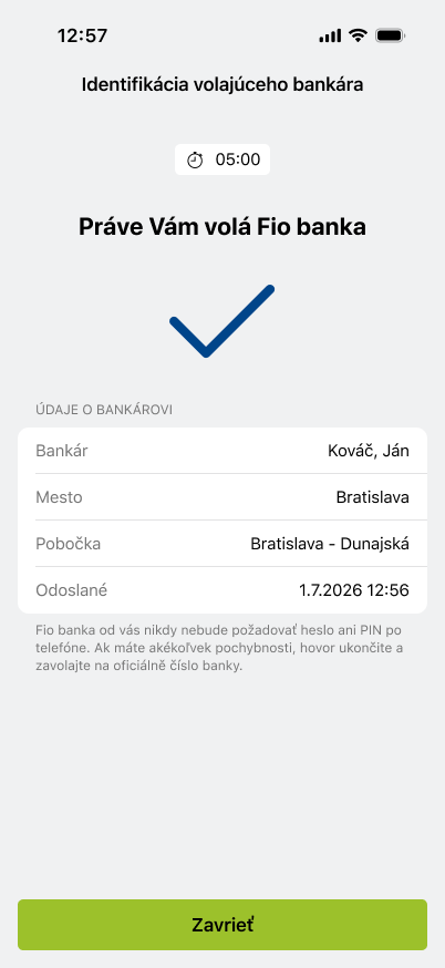 Autorizace volajícího bankéře